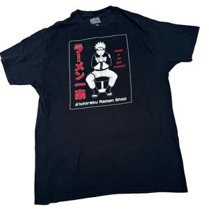 Y2K Naruto Shippuden Ichiraku Ramen Shop L Graphic Anime Fan T-Shirt Japan Manga